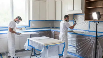 Cabinet painting in Dayton, OH by Dayton Paint Pros for durable kitchen cabinet finishes
