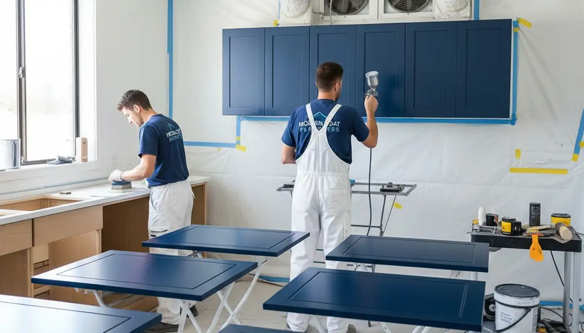 Cabinet painting service in Dayton, OH for durable kitchen cabinet refinishing and lasting finishes