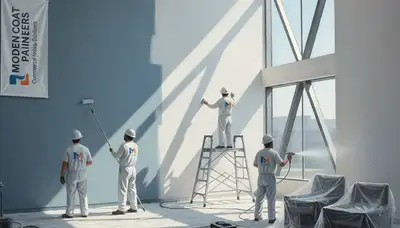 Commercial painting crew in Dayton, OH applying durable finishes to a business property