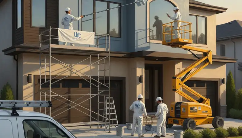 Exterior house painters in Dayton, OH applying durable paint for weather protection