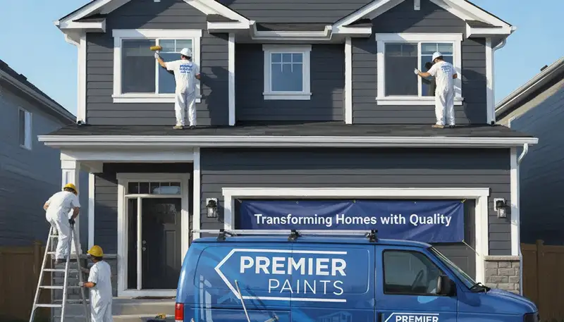House painters painting a Dayton, OH home exterior for lasting weather protection
